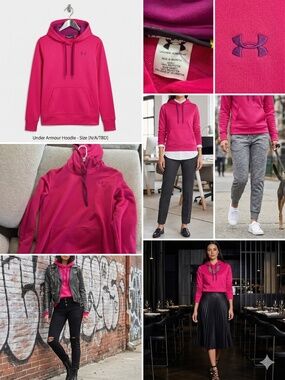 Under Armour Women's Armour Fleece Hoodie Pink Magenta Pullover Size M